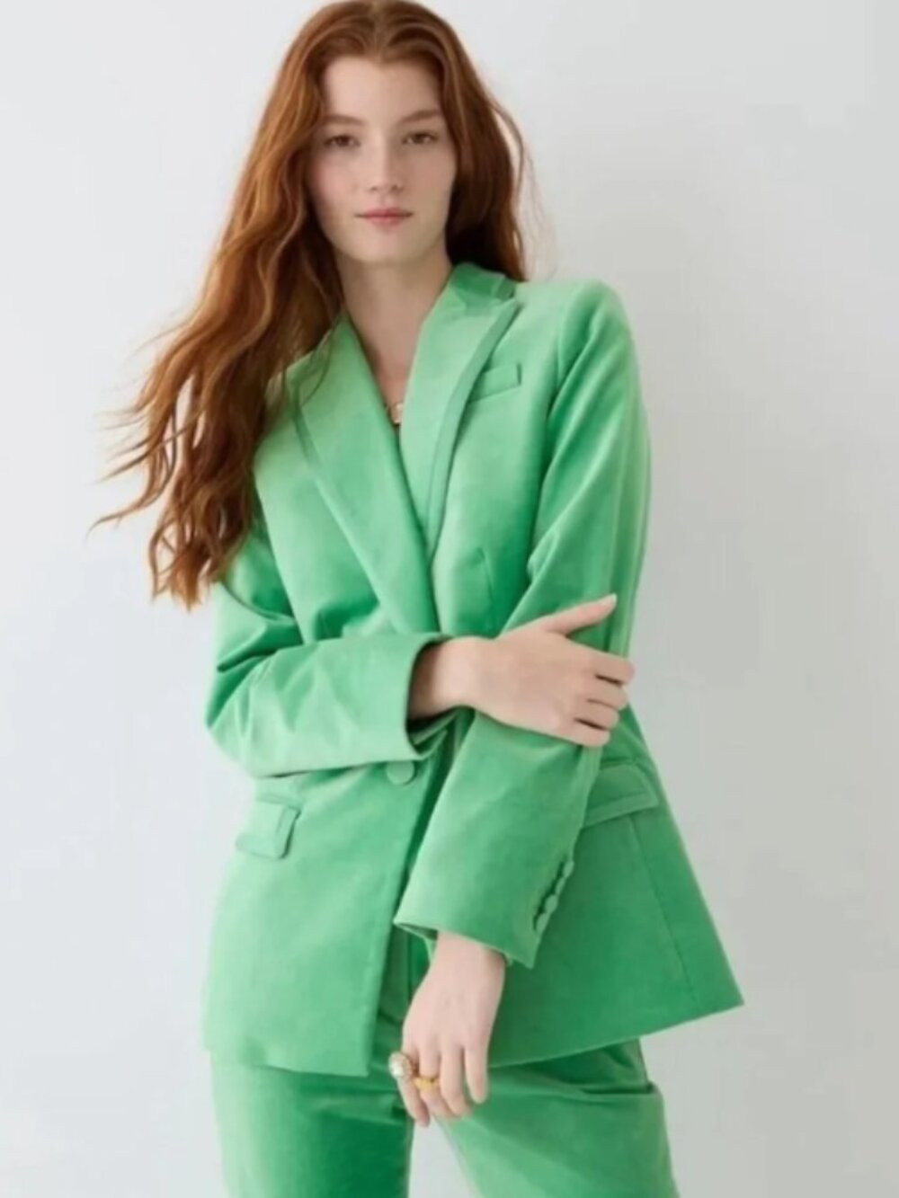 J. Crew Collection Willa blazer in tipped stretch velvet green 00